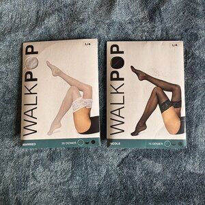 NEW Walkpop Stockings Married (White) Nicole (Black) Size Large 4